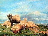 Thomas Sidney Cooper Wall Art - Landscape with Sheep